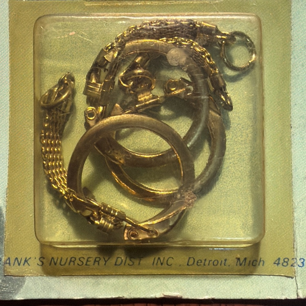 Vintage Gold Tone KEY RING SET OF 3 - Franks Nursey Dist. NOS